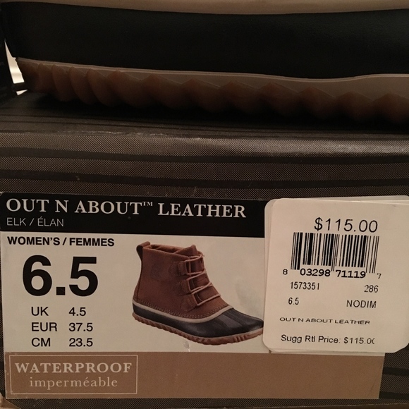 BRAND NEW SOREL OUT 'N ABOUT LEATHER DUCK BOOT!! - Picture 5 of 8